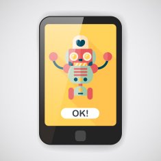 robot concept flat icon with long shadow eps10 N44