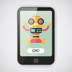 robot concept flat icon with long shadow eps10 N48