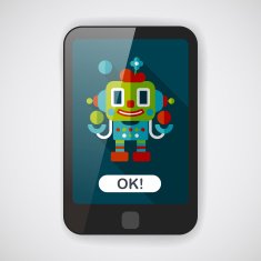 robot concept flat icon with long shadow eps10 N53