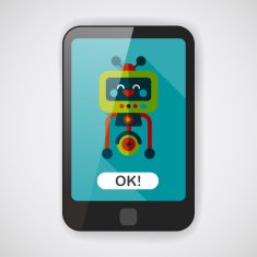 robot concept flat icon with long shadow eps10 N61