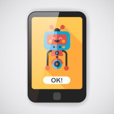 robot concept flat icon with long shadow eps10 N62