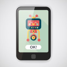 robot concept flat icon with long shadow eps10 N64