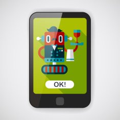 robot concept flat icon with long shadow eps10 N65
