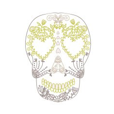 Day of Dead colorful skull with ornament N3