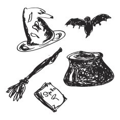 Simple doodle of a witches set N2