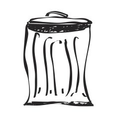 Simple doodle of a rubbish bin N4