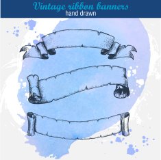 hand drawn old ribbons set banners