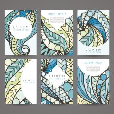 Set of vector design templates Brochures in random colorful style N21