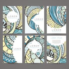 Set of vector design templates Brochures in random colorful style N25