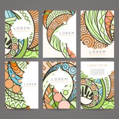 Set of vector design templates Brochures in random colorful style N180