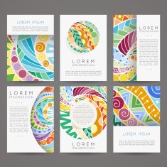 Set of vector design templates Brochures in random colorful style N187