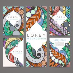 Set of vector design templates Brochures in random colorful style N205