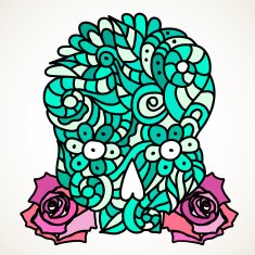 Sugar skull and roses