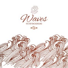Tile waves vintage style illustration