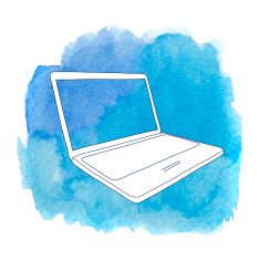 Technical illustration in doodle style Sketch notebook blue watercolour spot