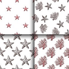 Collection of sea vintage stile seamless patterns Retro stylish