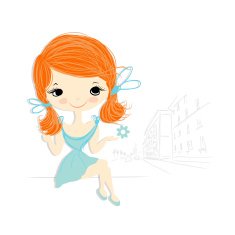 Cute girl on street sketch for your design