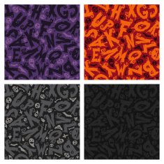 Set of Four Halloween Seamless Patterns
