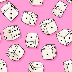 Vector Seamless Pattern Background of Cartoon Dices N2