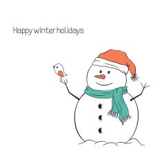 Snowman and bird
