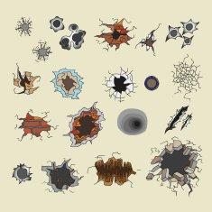 Holes indentations Cracks Doodle set Isolated