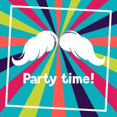 Party time background with hand draw hipster mustache