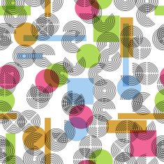 Minimalistic seamless pattern with geometric shapes and circles