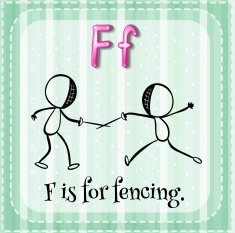Flashcard letter F fencing