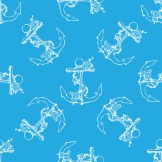 Anchor with flowers seamless pattern
