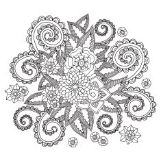 Hand drawn herbal design elements Black and white pattern N5