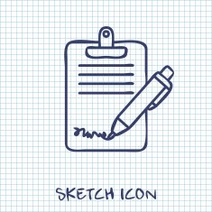 Clipboard with sign and pen icon