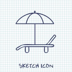 Beach vector icon Umbrella with deck chair