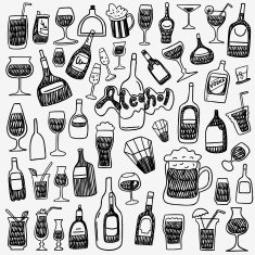 alcohol bottles doodles