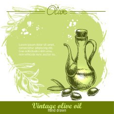 Vintage olive oil bottle with branch N2