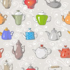 Seamless background with teapots N2