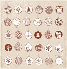 Set of vintage Christmas balls with ornaments