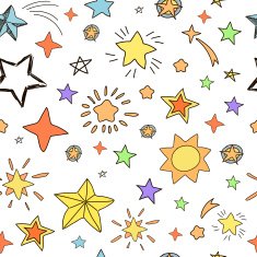 Collection of handdrawn stars seamless pattern