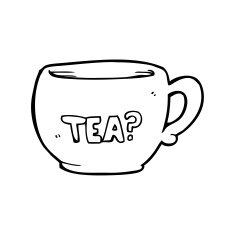 line drawing cartoon cup of tea