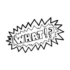line drawing cartoon shout 'what'