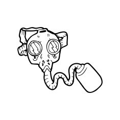 line drawing cartoon gas mask
