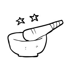 line drawing cartoon pestle and mortar N2