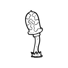 line drawing cartoon mushroom N3