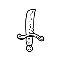 line drawing cartoon sword N2