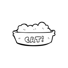 line drawing cartoon cat food