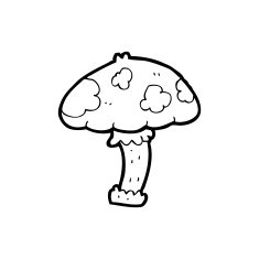 line drawing cartoon mushroom N4