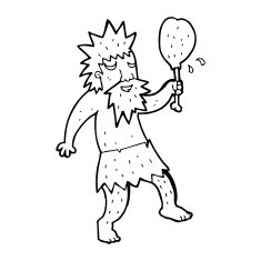 line drawing cartoon cave man