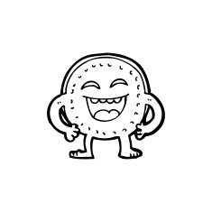 line drawing cartoon happy coin N2