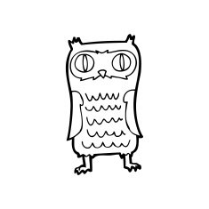 line drawing cartoon owl N3