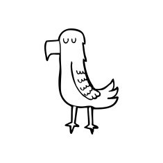 line drawing cartoon parrot