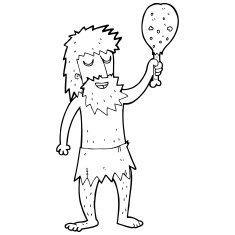 line drawing cartoon cave man N2